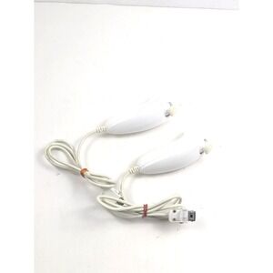 2x Official Wii Nunchuck White Remote Nintendo  Motion Wii U OEM Controller